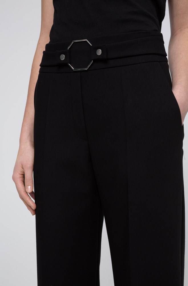 Hugo Boss High-rise relaxed-fit trousers Svarte | WW0axqcb