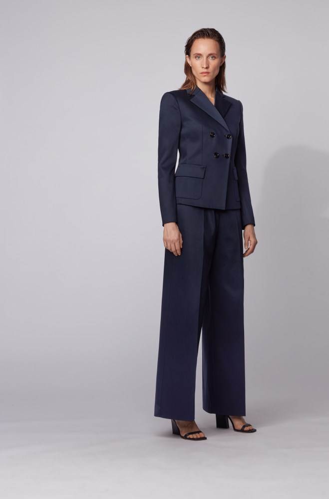 Hugo Boss High-waisted wide-leg trousers Lyse Blå | 5rJDFoHu