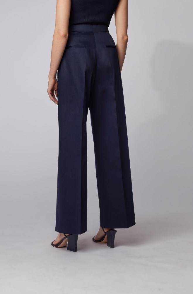 Hugo Boss High-waisted wide-leg trousers Lyse Blå | 5rJDFoHu