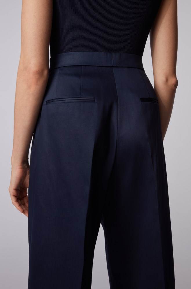 Hugo Boss High-waisted wide-leg trousers Lyse Blå | 5rJDFoHu