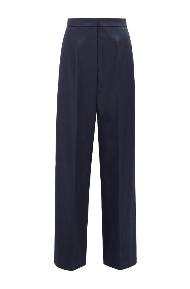 Hugo Boss High-waisted wide-leg trousers Lyse Blå | 5rJDFoHu