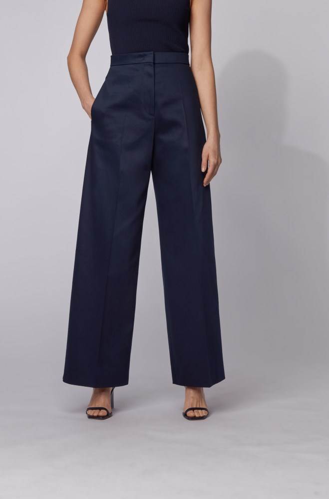 Hugo Boss High-waisted wide-leg trousers Lyse Blå | 5rJDFoHu