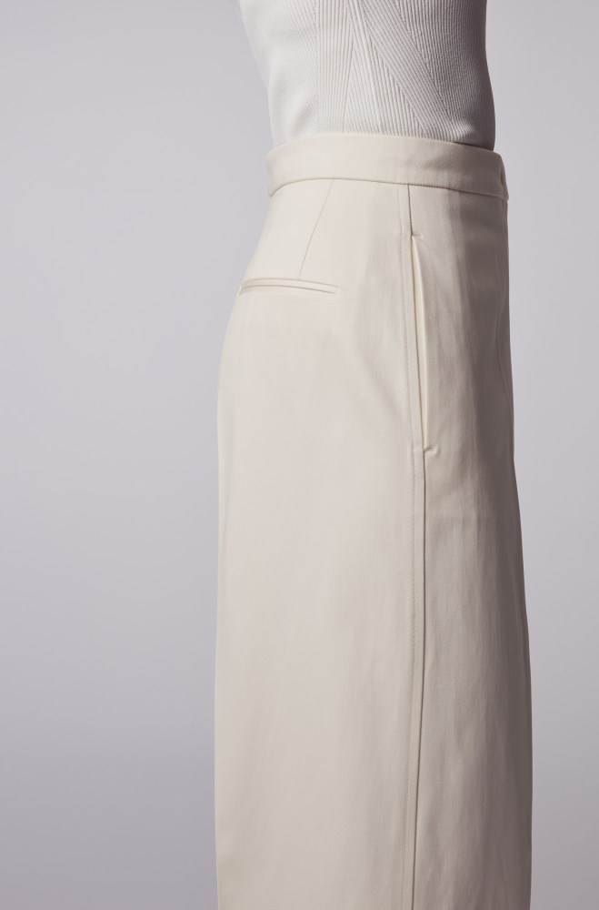 Hugo Boss High-waisted wide-leg trousers Hvite | lCkFQduD