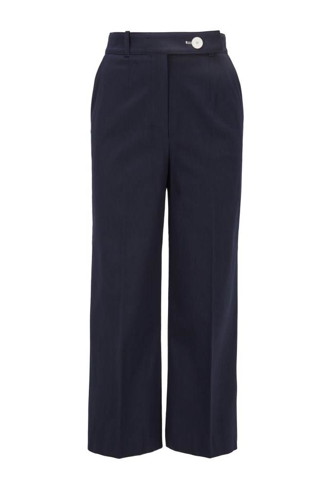 Hugo Boss High-waisted wide-leg trousers Mørke Blå | wIhOCVpd