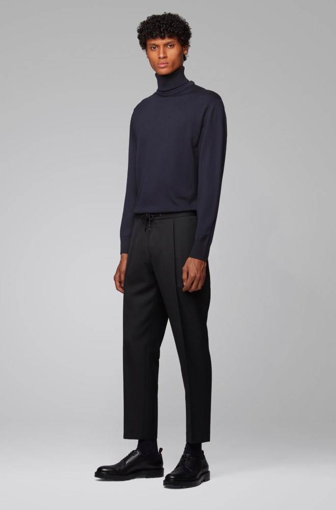 Hugo Boss Hybrid-neckline sweater Mørke Blå | LGFRHqLa