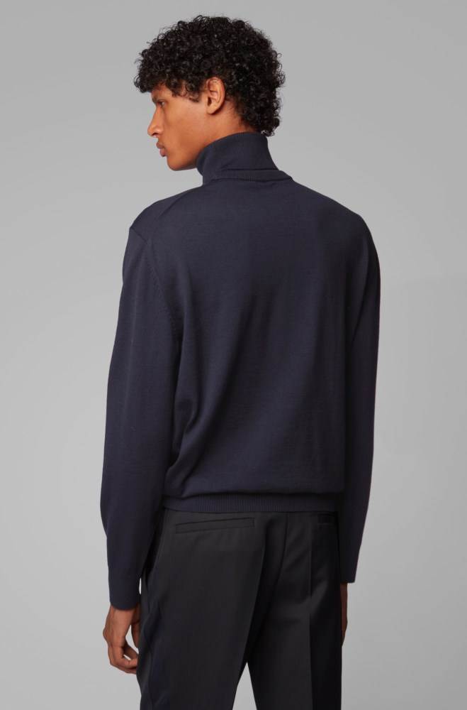 Hugo Boss Hybrid-neckline sweater Mørke Blå | LGFRHqLa