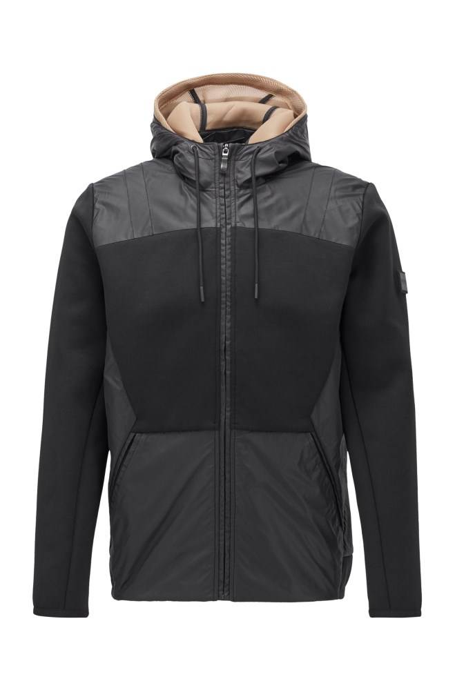 Hugo Boss Hybrid zip-through jacket Svarte | PBRXcmLj