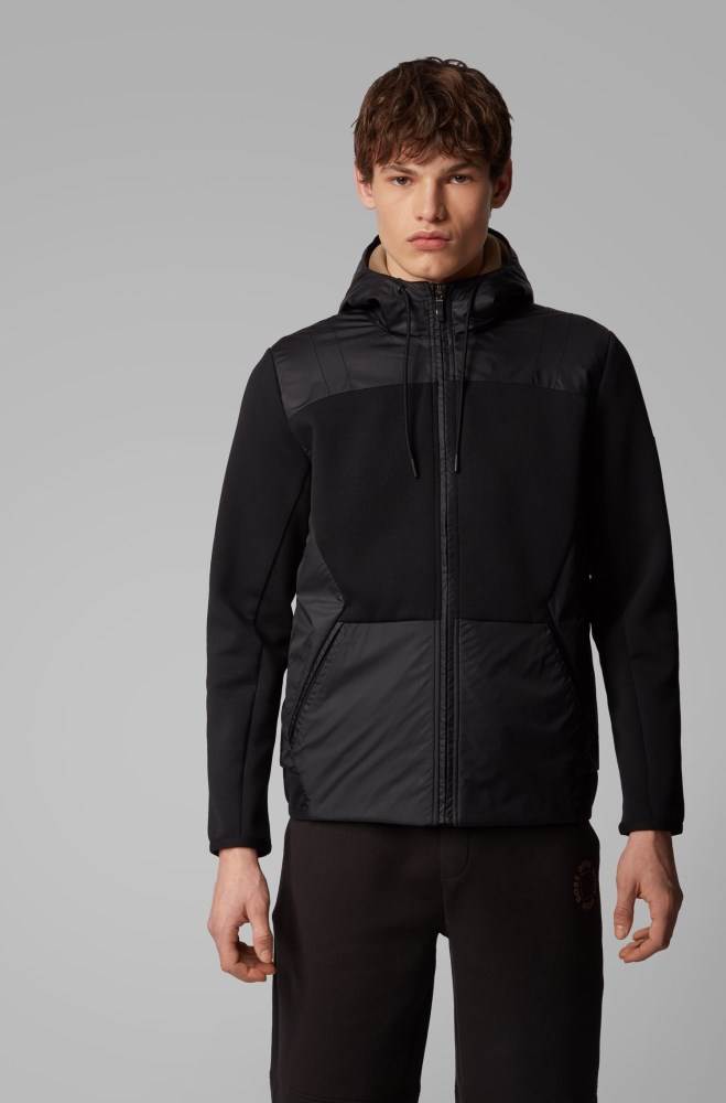 Hugo Boss Hybrid zip-through jacket Svarte | PBRXcmLj