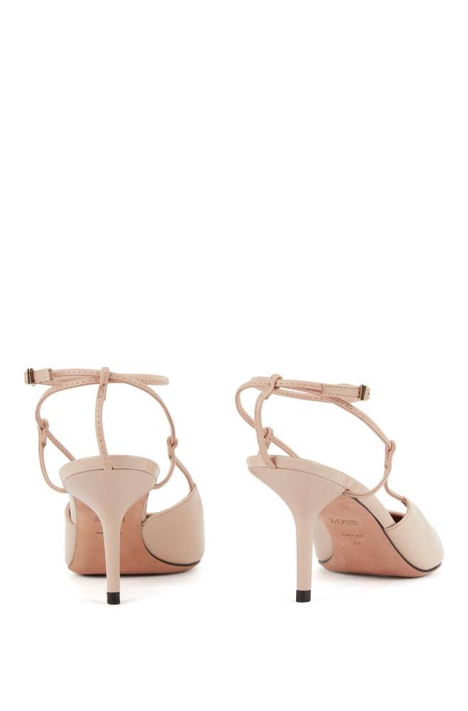 Hugo Boss Hælene slingback pumps Lyse Beige | DO8nX4Ep