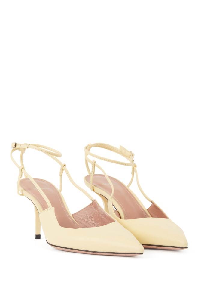 Hugo Boss Hælene slingback pumps Lyse Gul | Wf8n8eZm