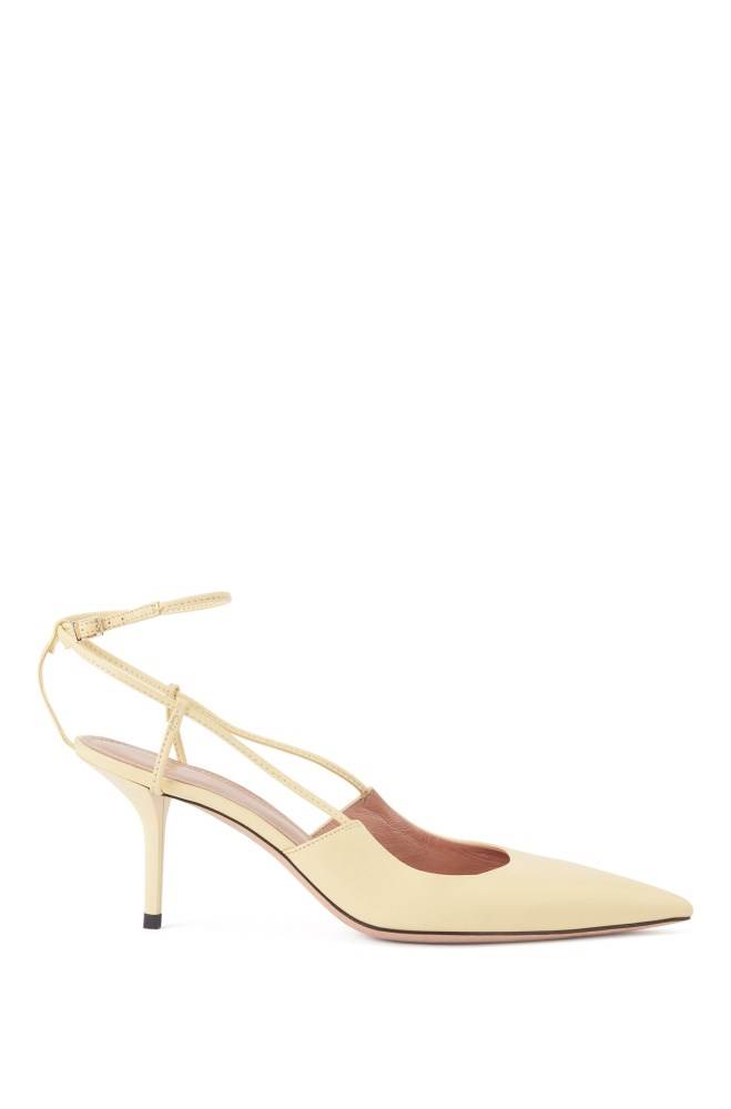 Hugo Boss Hælene slingback pumps Lyse Gul | Wf8n8eZm