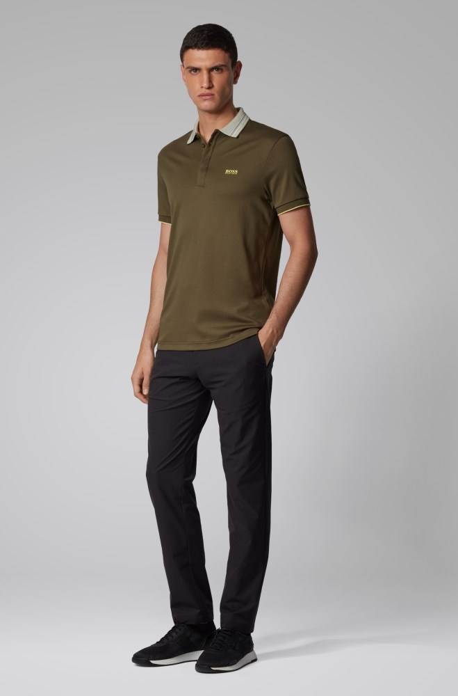 Hugo Boss Interlock-cotton polo shirt Mørke Grønn | WKqxw9El