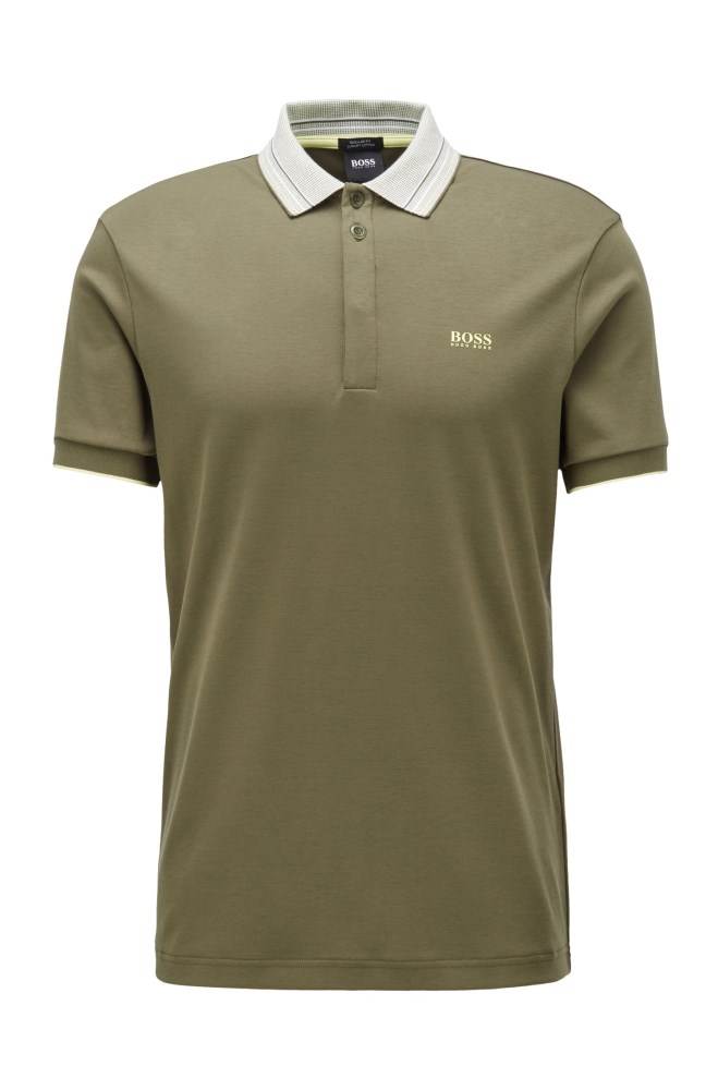 Hugo Boss Interlock-cotton polo shirt Mørke Grønn | WKqxw9El