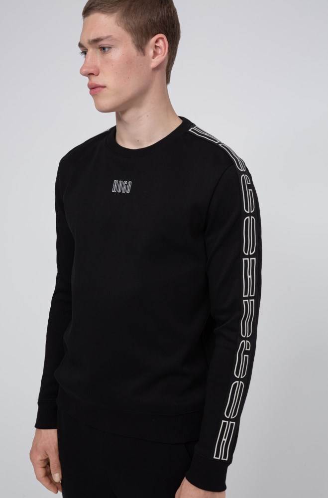 Hugo Boss Interlock-cotton sweatshirt Svarte | nCNwAvmM