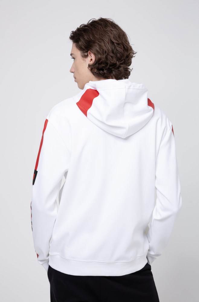 Hugo Boss Interlock-jersey hooded sweatshirt Hvite | wxrdJcy9