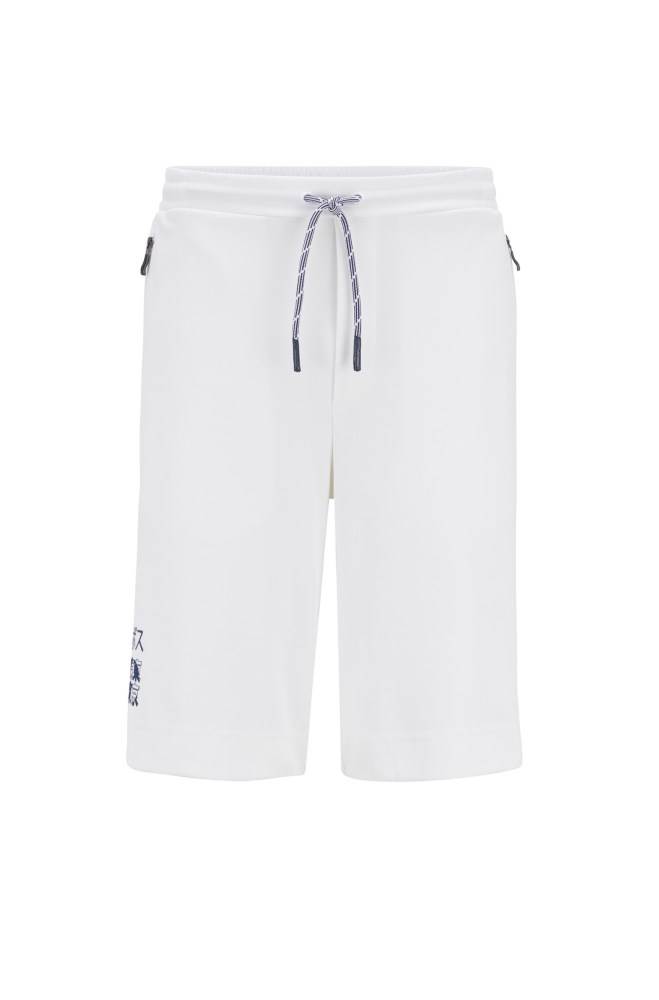 Hugo Boss Interlock-piqué shorts Hvite | 6dx7l0VE