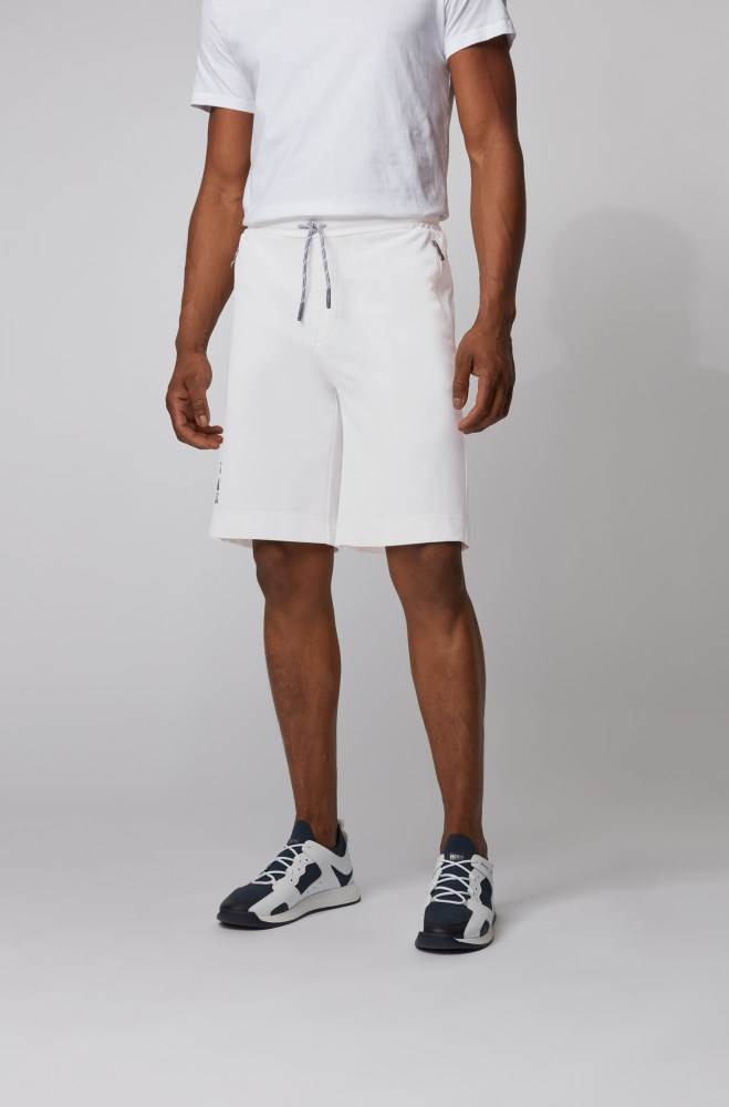 Hugo Boss Interlock-piqué shorts Hvite | 6dx7l0VE