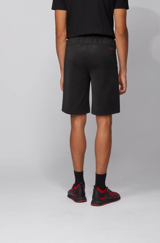 Hugo Boss Interlock-piqué shorts Svarte | MIsnS9ro