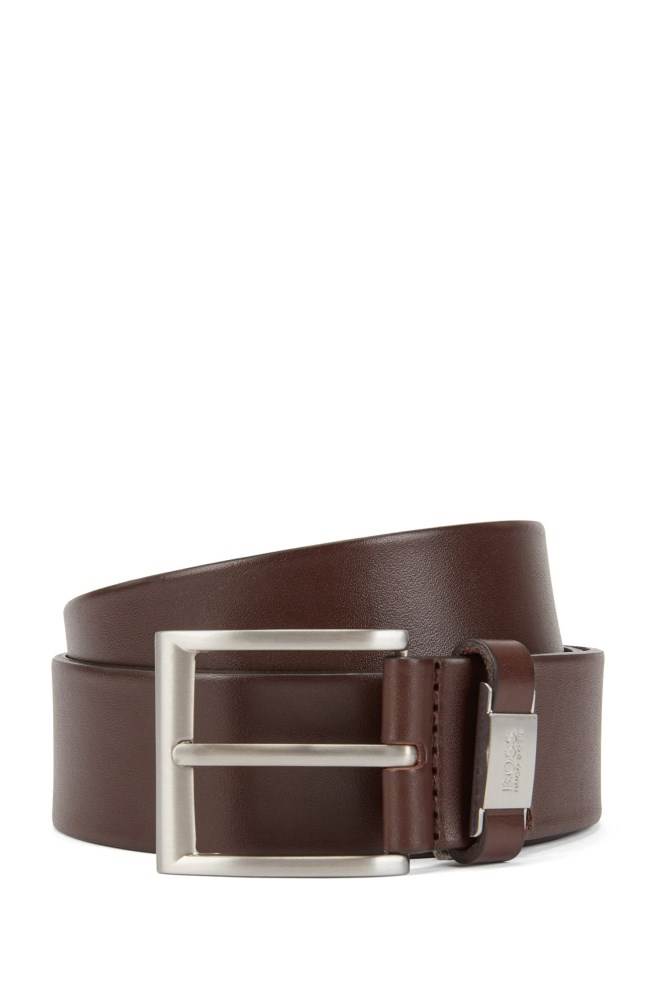 Hugo Boss Italian-leather belt Mørke Brune | SgHZq37M