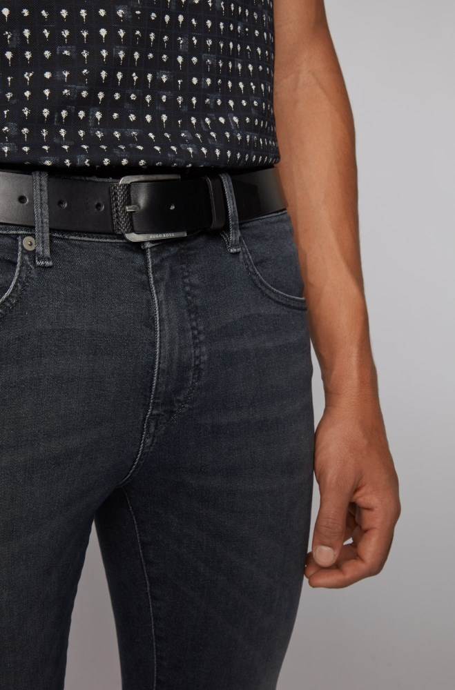 Hugo Boss Italian-leather belt Svarte | aBbTelYH