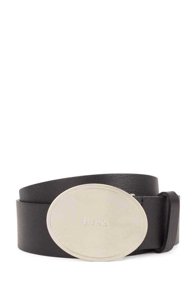 Hugo Boss Italian-leather belt Svarte | v4CEHTPn