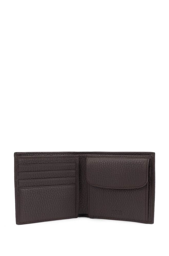 Hugo Boss Italian-leather billfold wallet Mørke Brune | 6SN0xtjF