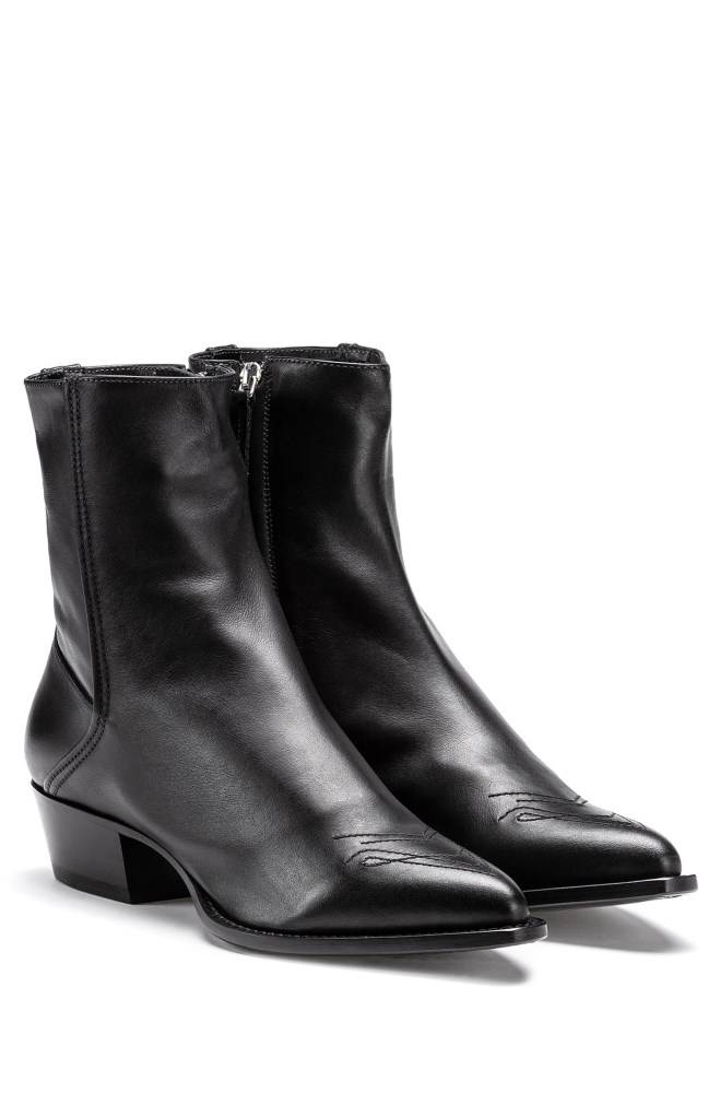 Hugo Boss Italian-leather boots Svarte | gXP99SLP