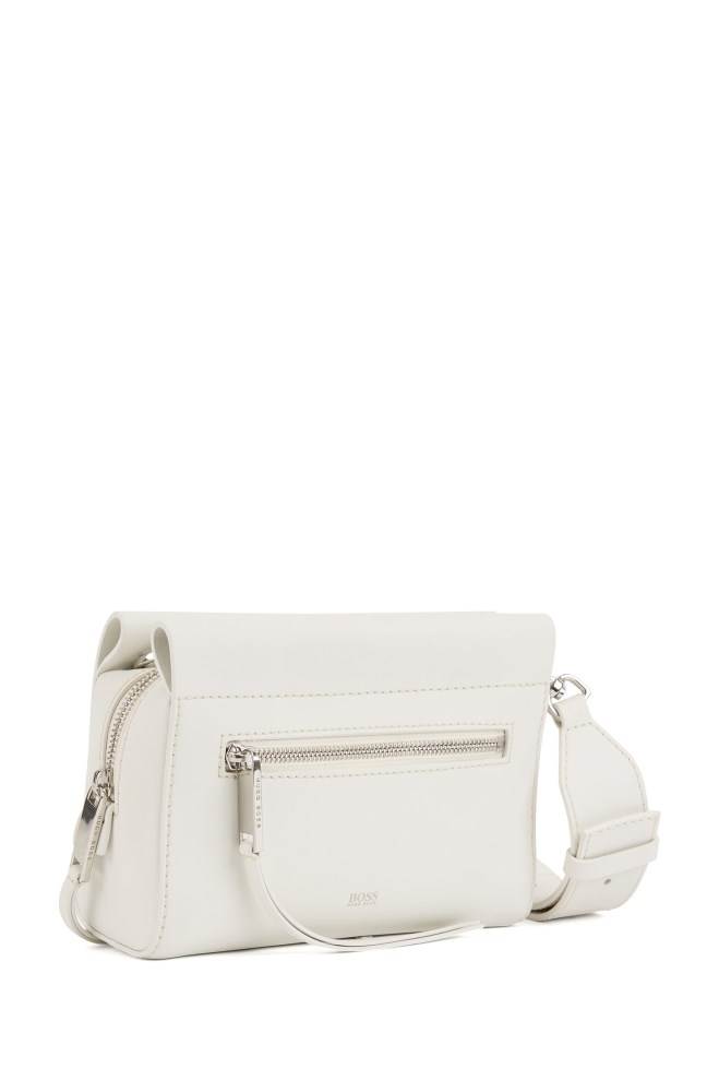 Hugo Boss Italian-leather cross-body bag Hvite | KPJ1GLwZ