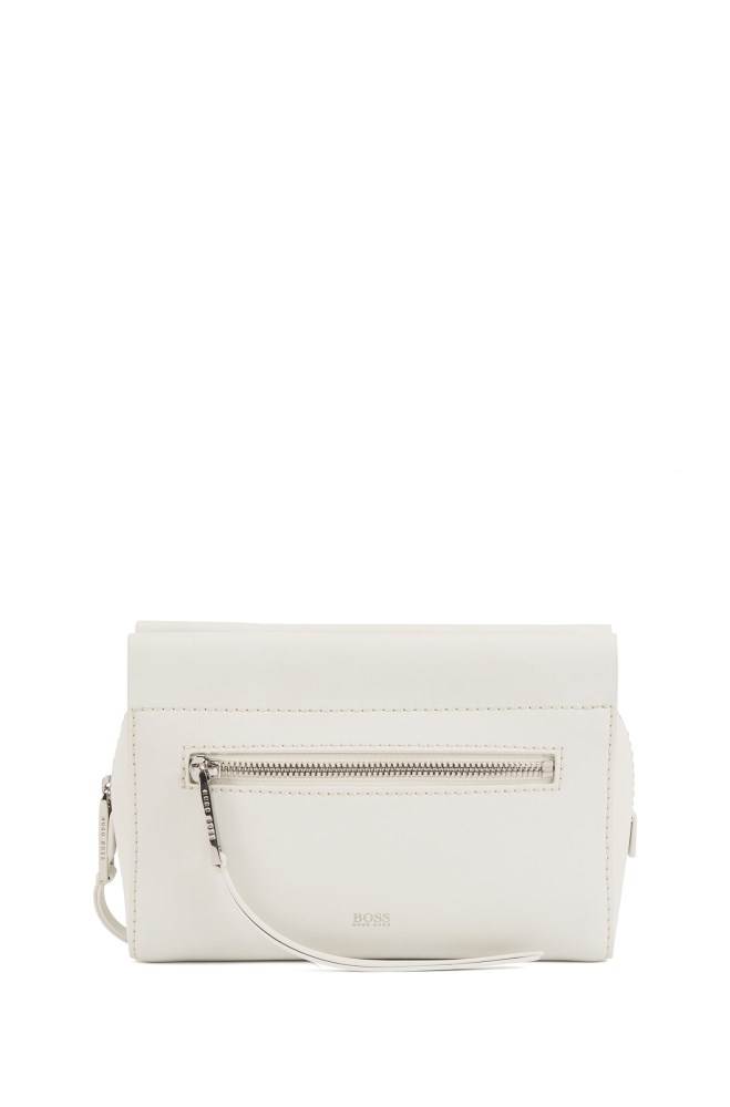 Hugo Boss Italian-leather cross-body bag Hvite | KPJ1GLwZ