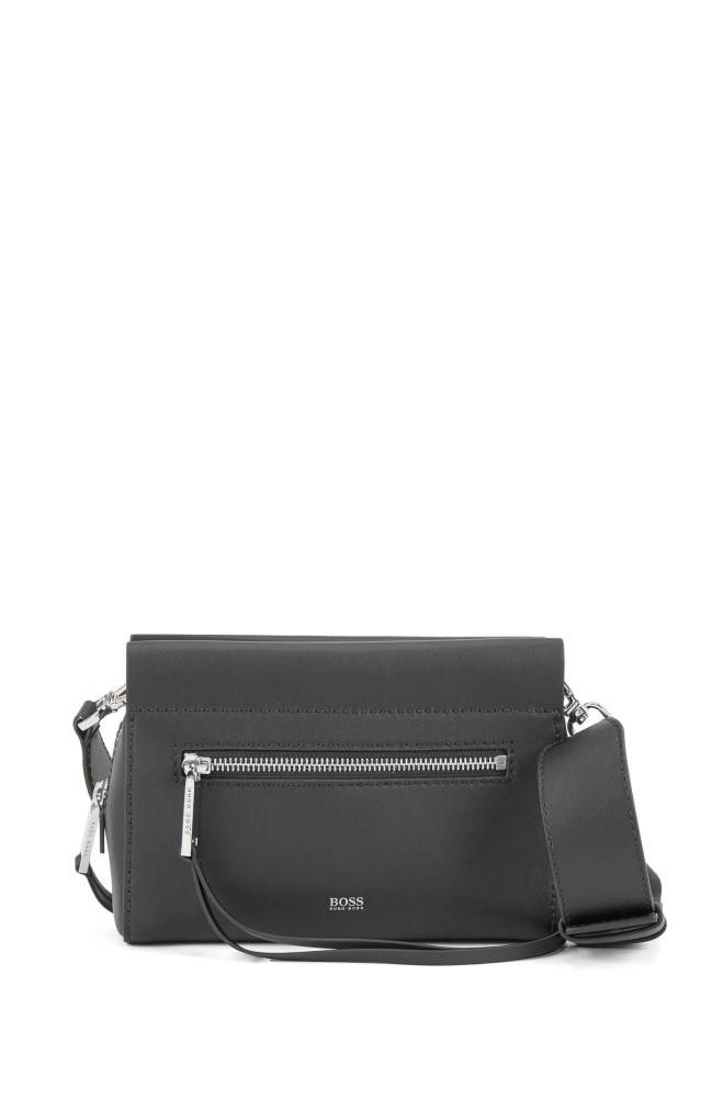 Hugo Boss Italian-leather cross-body bag Svarte | TJmTlVGN