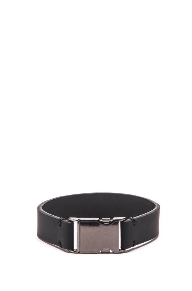 Hugo Boss Italian-leather cuff Svarte | X33tQZtI