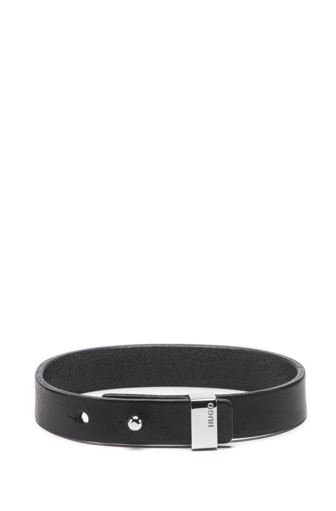 Hugo Boss Italian-leather cuff Svarte | bk1ijtNf