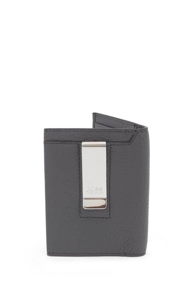 Hugo Boss Italian-leather folding card holder Grå | 0s4THQV0