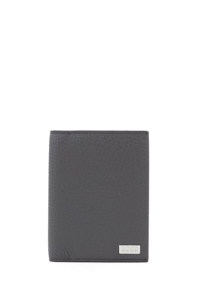 Hugo Boss Italian-leather folding card holder Grå | 0s4THQV0