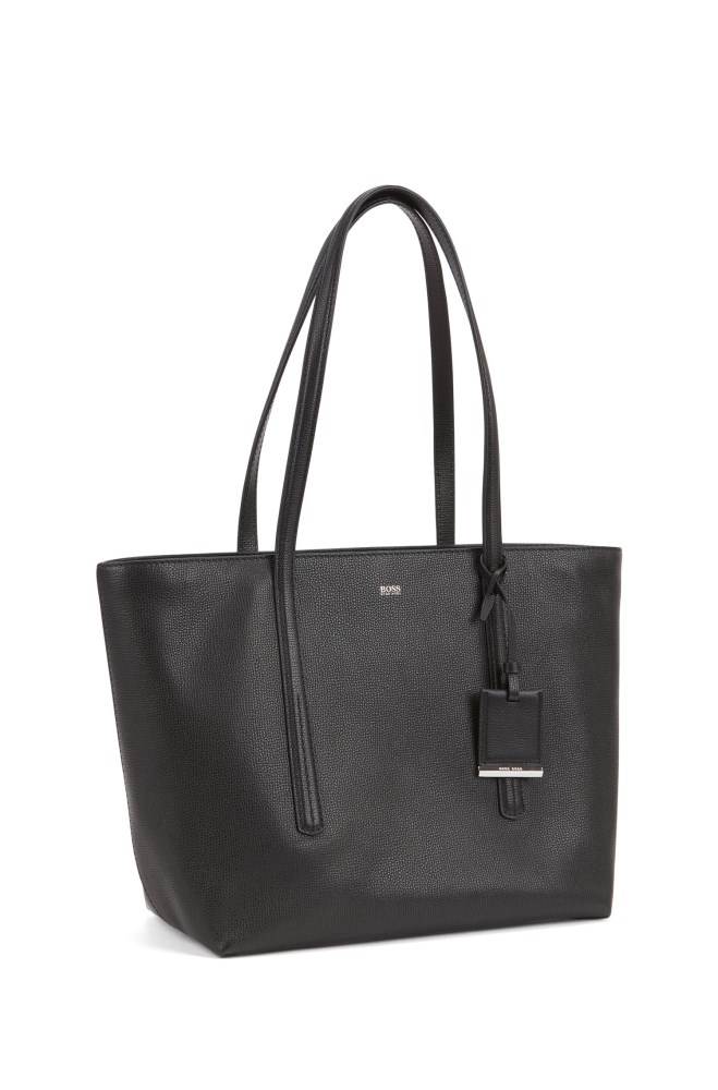 Hugo Boss Italian-leather zipped shopper bag Svarte | oHMAoIds