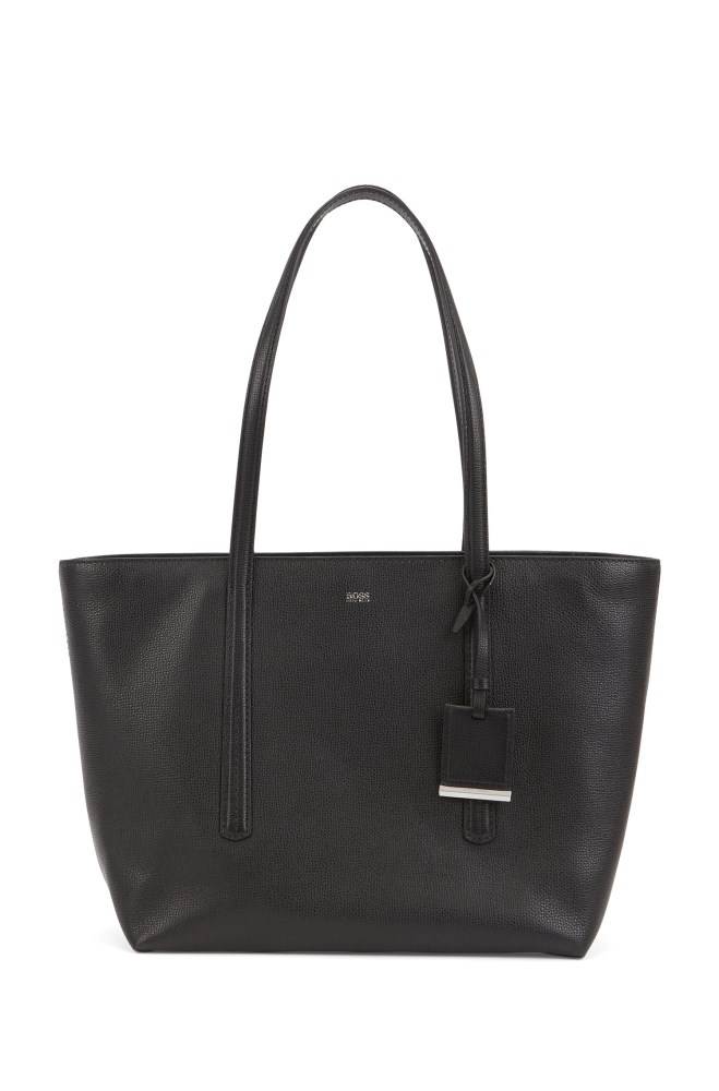 Hugo Boss Italian-leather zipped shopper bag Svarte | oHMAoIds