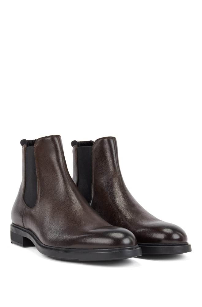 Hugo Boss Italian-made Chelsea boots Mørke Brune | bCk5ujjQ