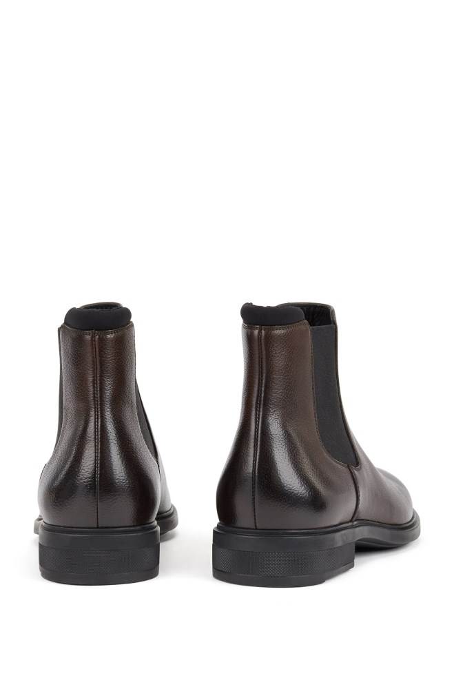 Hugo Boss Italian-made Chelsea boots Mørke Brune | bCk5ujjQ