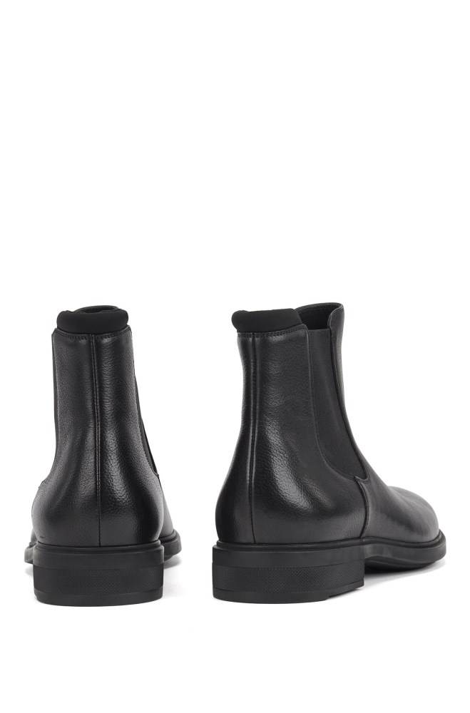 Hugo Boss Italian-made Chelsea boots Svarte | J10i9LaZ