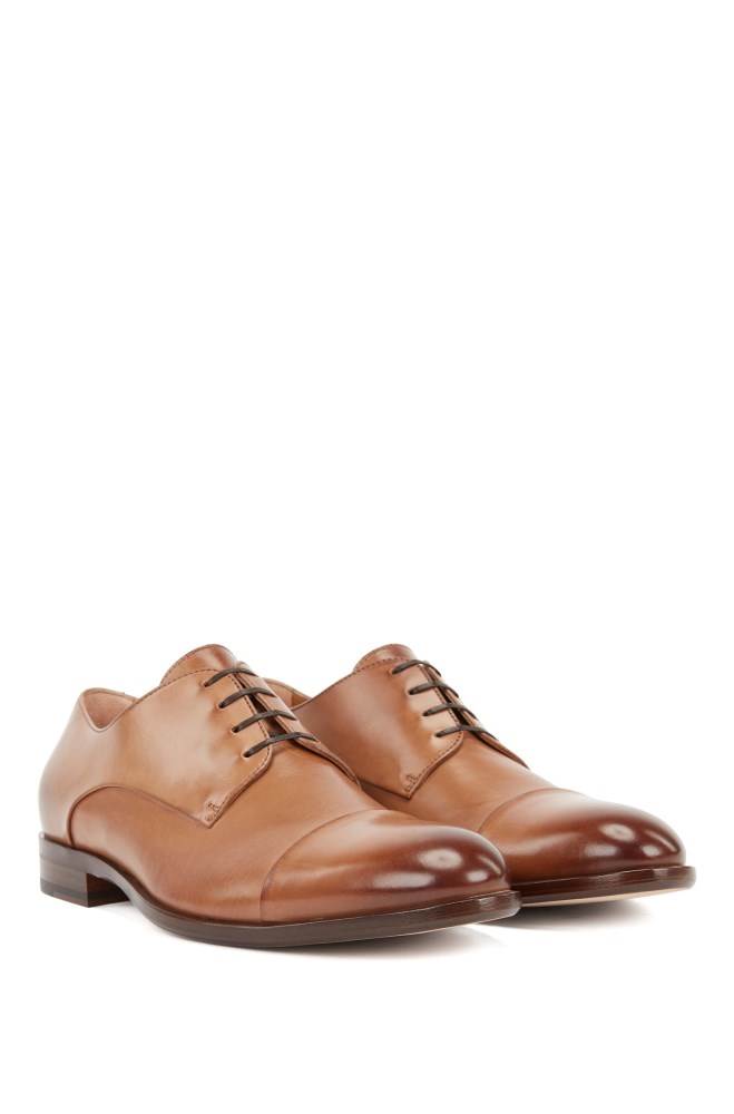 Hugo Boss Italian-made Derby shoes Khaki | 1DPQEZVU