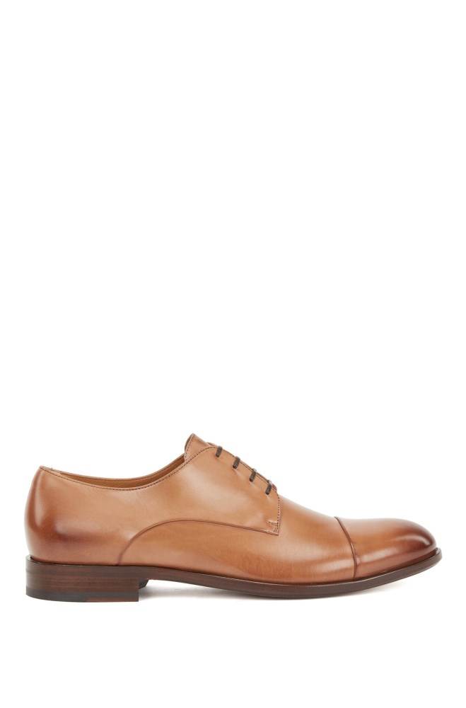 Hugo Boss Italian-made Derby shoes Khaki | 1DPQEZVU