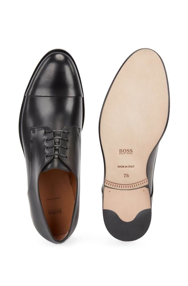 Hugo Boss Italian-made Derby shoes Svarte | XFRtaHFU