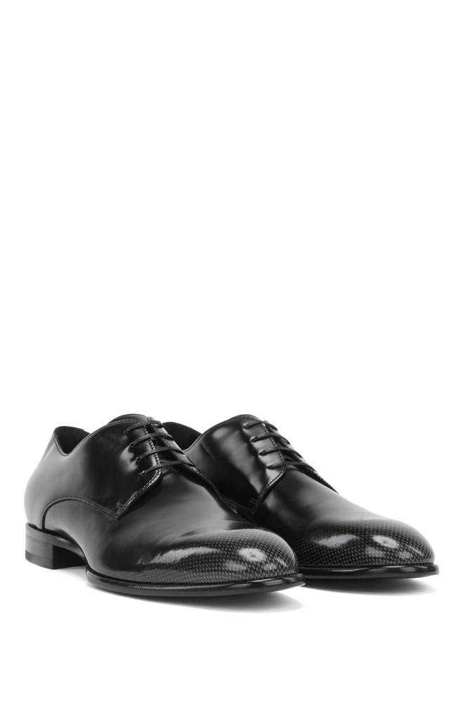 Hugo Boss Italian-made Derby shoes Svarte | csfbtz9B