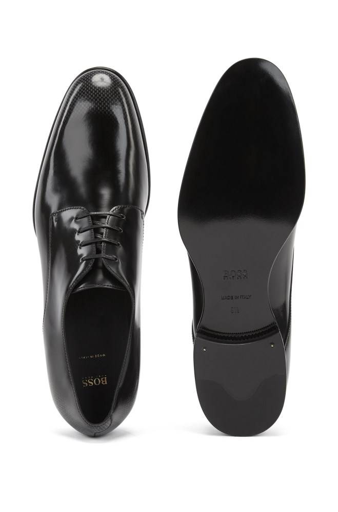 Hugo Boss Italian-made Derby shoes Svarte | csfbtz9B