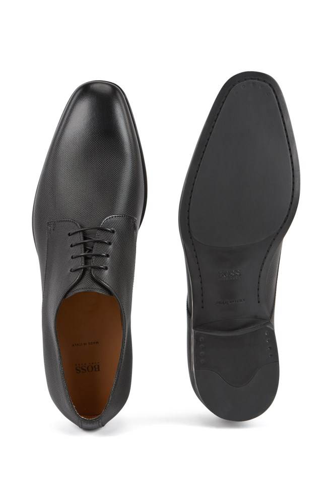 Hugo Boss Italian-made Derby shoes Svarte | uzAcL2nP