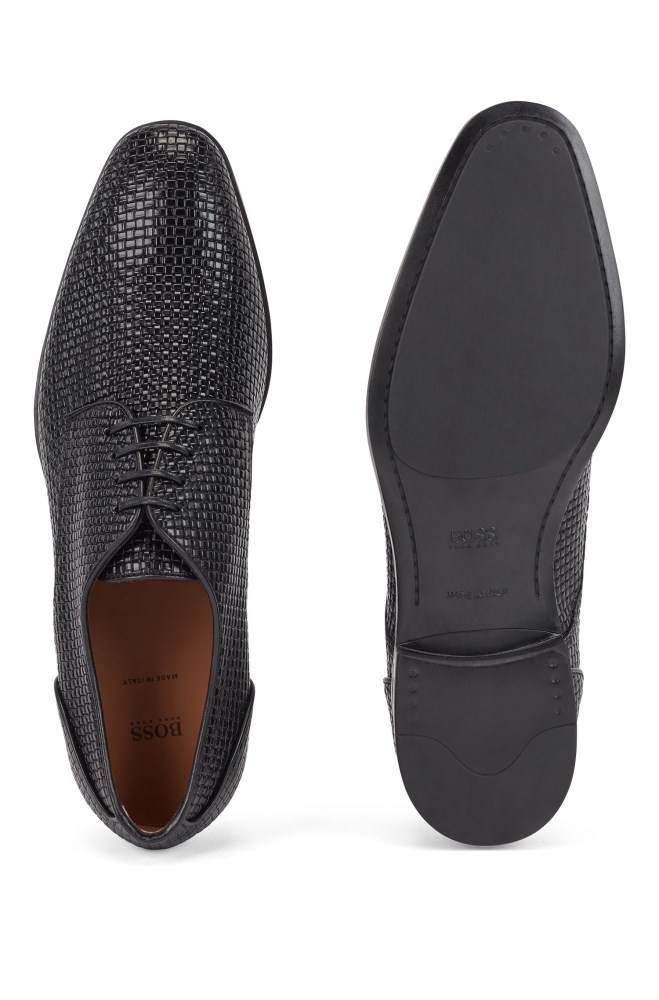 Hugo Boss Italian-made Derby shoes Svarte | xBvgOiUU