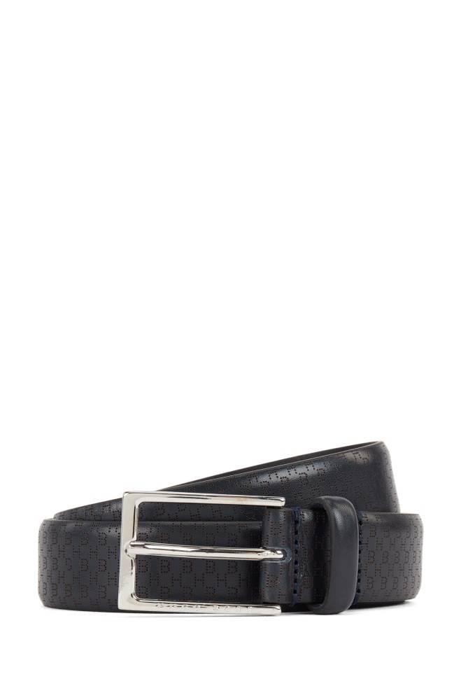 Hugo Boss Italian-made belt Mørke Blå | 38GUDO7v