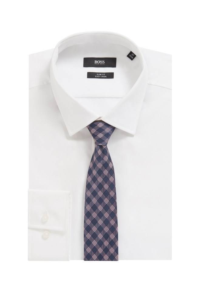 Hugo Boss Italian-made checked tie Lyse Rosa | TBmW81NC