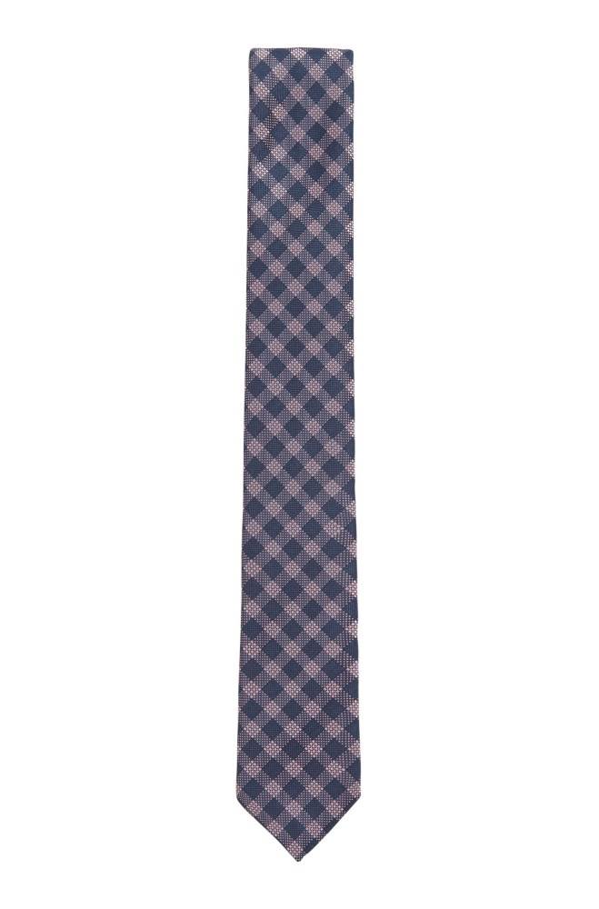 Hugo Boss Italian-made checked tie Lyse Rosa | TBmW81NC