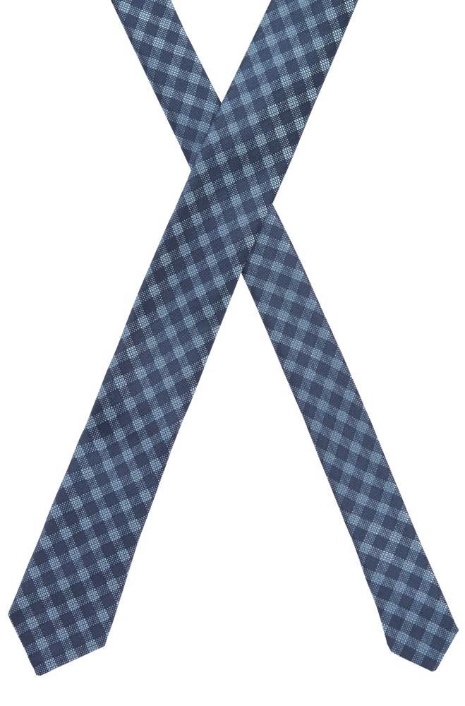 Hugo Boss Italian-made checked tie Mørke Blå | dRbiQYTl